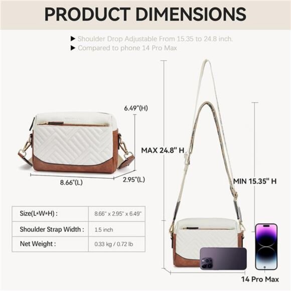 Crossbody Bags for Women Vegan Leather Purses Quilted Shoulder - Picture 3 of 6